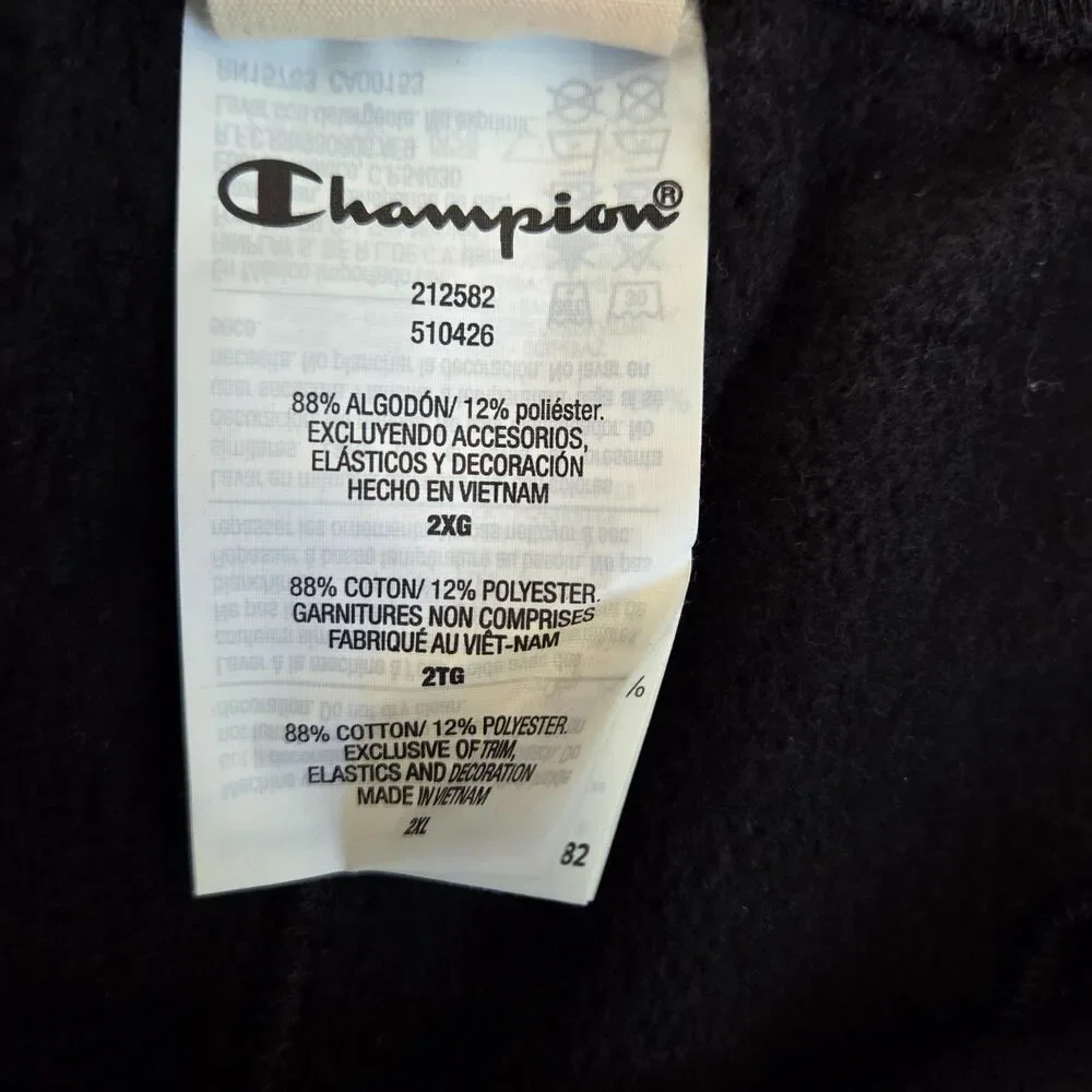 Vintage Champion Reverse Weave Sweatpants 2XL XXL Black Warmup Thick Joggers Y2K